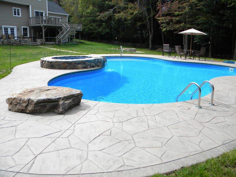 Swimming pool and stamped concrete project example 124